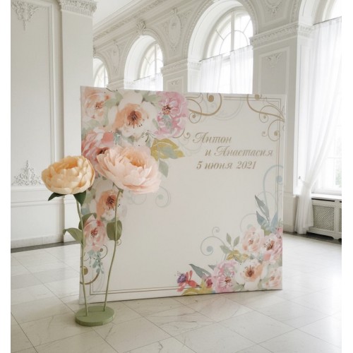 Баннер пресс-волл на свадьбу (макет "Цветочный рустик", "ПОД КЛЮЧ")